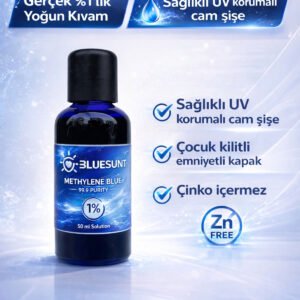 Metilen Mavisi 99.9 Saflık - 50 ml Sağlıklı Cam Şişede %1 lik Solusyon